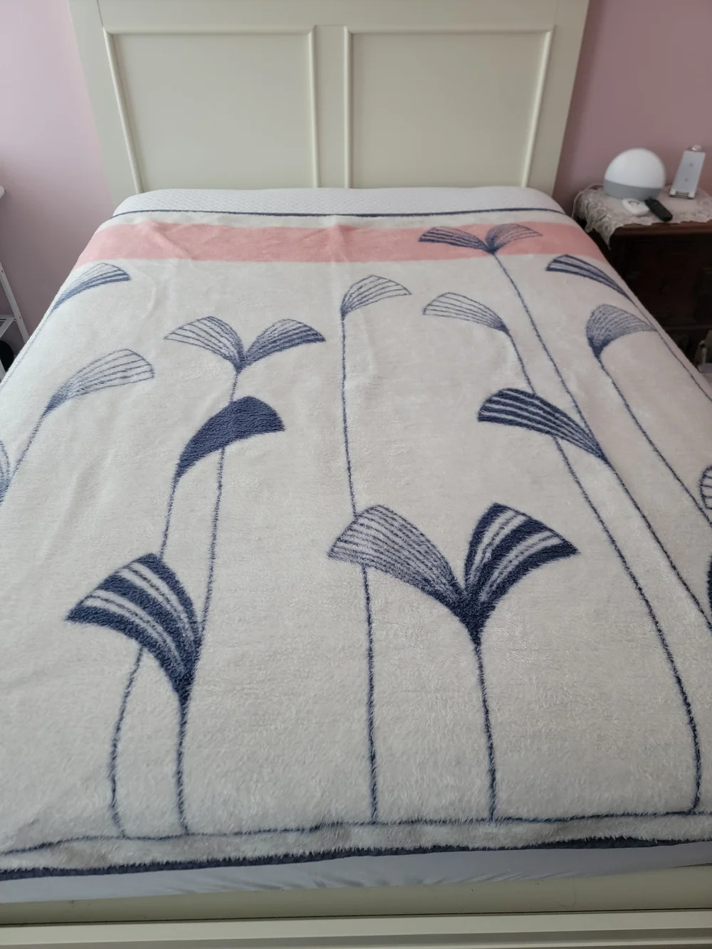 Biederlack Of The Americas Blue White Floral Blanket Reversible 80s 90s 59x69